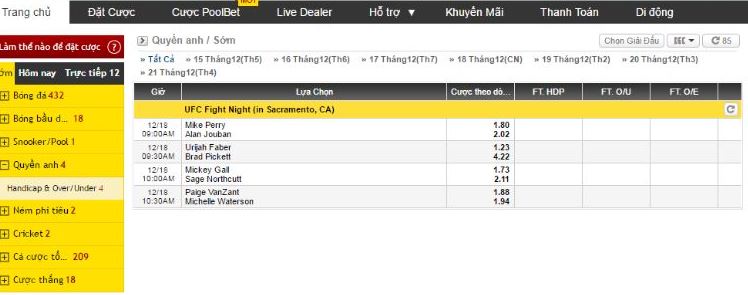 Ca cuoc UFC / MMA (Ca do UFC / MMA) hinh anh 2