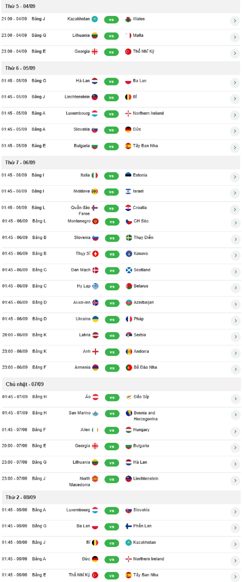 Lich thi dau vong loai WC 2026 vong 5