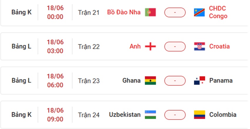 Lich thi dau VCK WC 2026 ngay 19/6/2026
